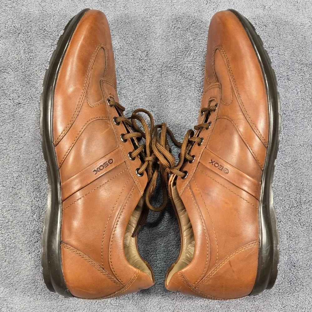 Geox Respira Men's Size 12 Brown Leather Casual Fashion Sneakers U32A5C EU 45 - Picture 8 of 11